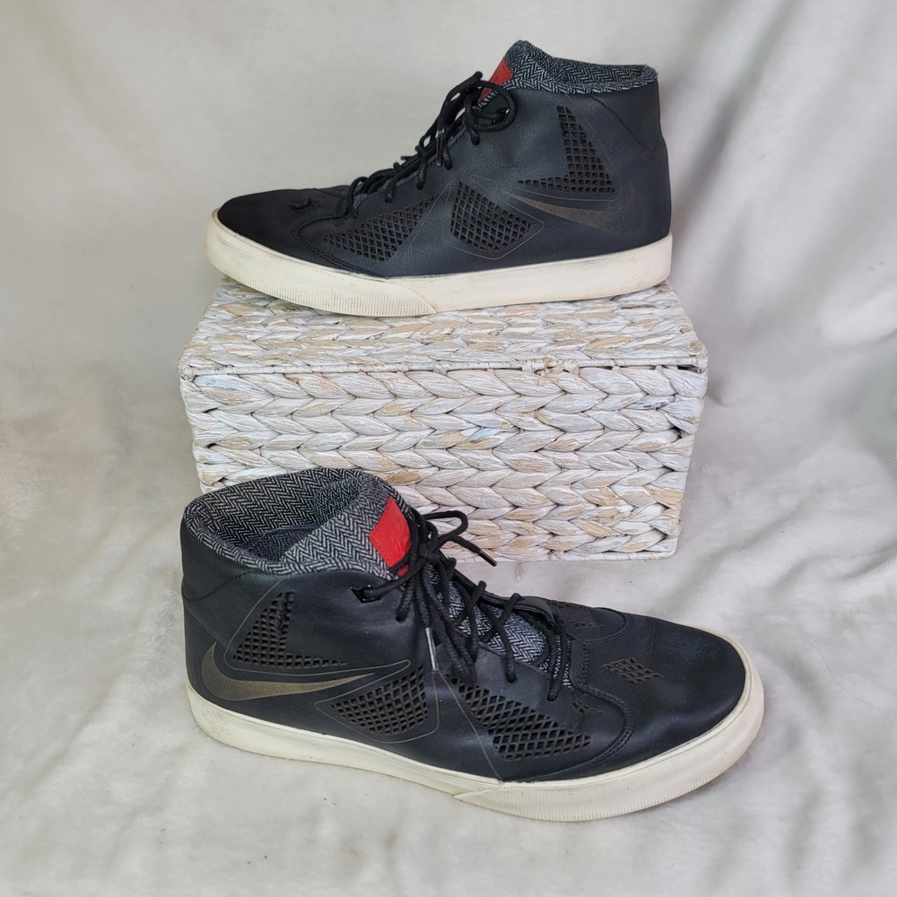 Nike Lebron X NSW Lifestyle Y2K High Top Mens Size 11 Black Leather Sneakers